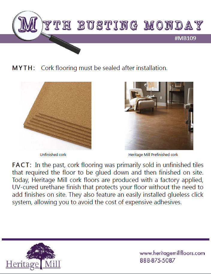 Myth Cork Flooring Must Be Sealed, Heritage Mill Cork Flooring Installation